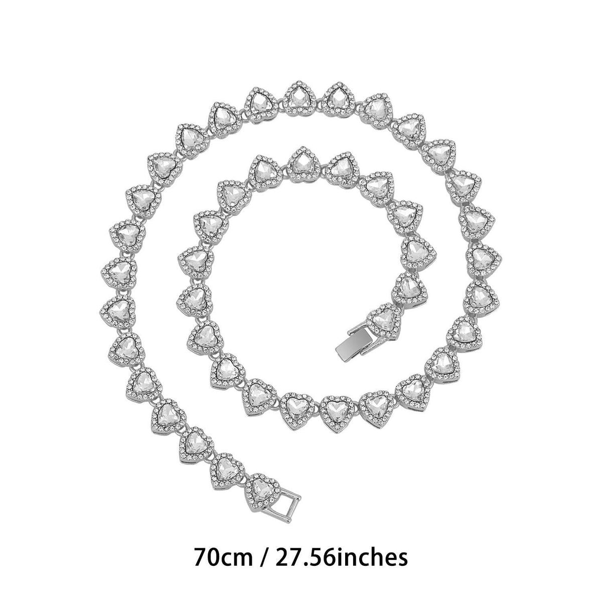 Heart-shaped Heart-shaped Diamond-studded Cuban Necklace - Nova LuxeHeart-shaped Heart-shaped Diamond-studded Cuban Necklace