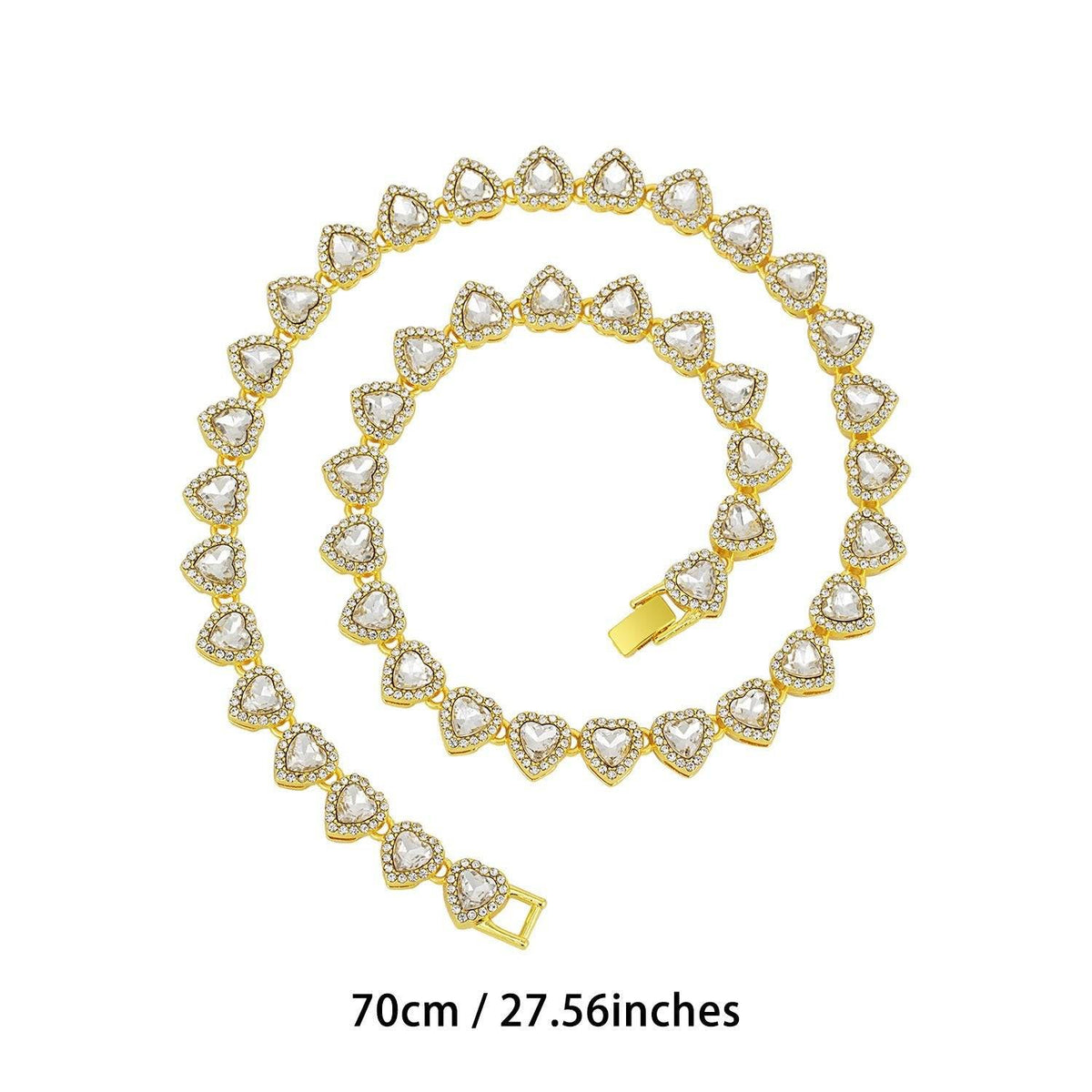 Heart-shaped Heart-shaped Diamond-studded Cuban Necklace - Nova LuxeHeart-shaped Heart-shaped Diamond-studded Cuban Necklace